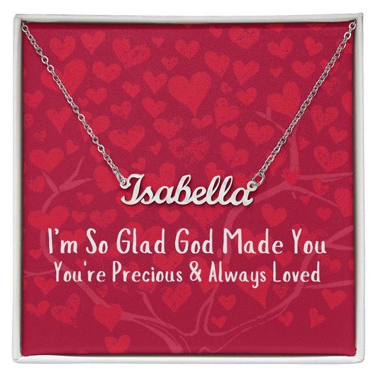 Custom Name Necklace with God Made Message Card